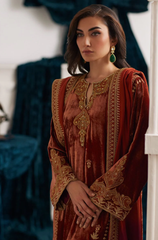 Winter 3PC Velvet Embroidered Suit - BFB0655